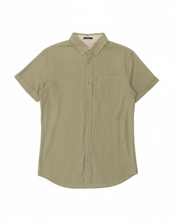 JACK & JONES Camisa masculina de manga curta grande algodão cáqui