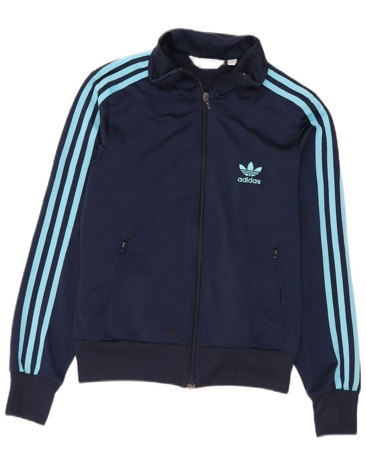 Adidas Womens Graphic Tracksuit Top Jacket EU 38 Médio Azul Marinho Poliéster