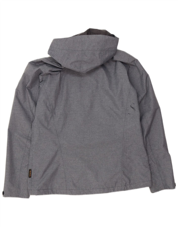 Jaqueta impermeável feminina com capuz JACK WOLFSKIN UK 12 poliéster cinza médio