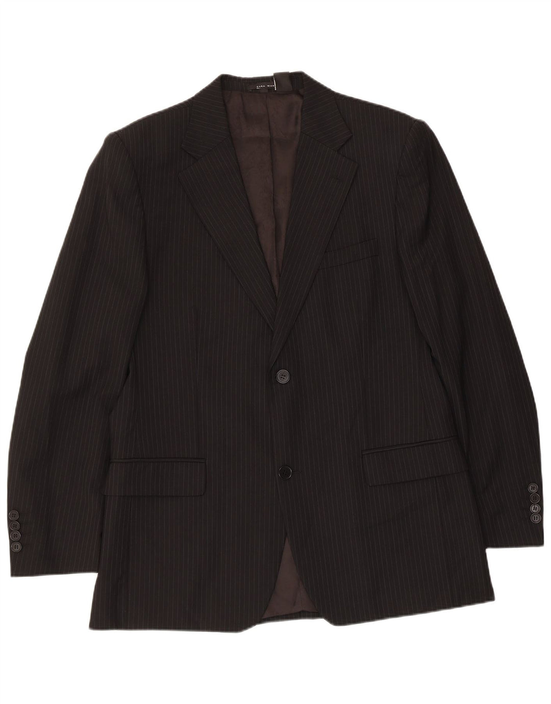 Jaqueta blazer masculina ZARA com 2 botões EU 50 lã listrada preta média