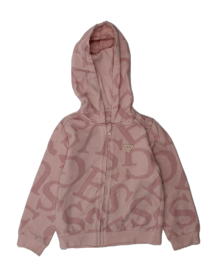 GUESS Girls Graphic Zip Hoodie Sweater 2-3 Years Pink Cotton Vintage Guess and Second-Hand Guess from Messina Hembry 