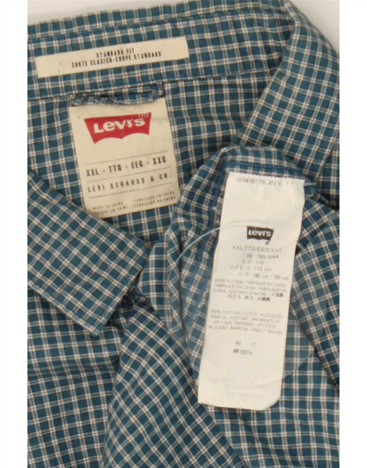 Camisa masculina Levi's Standard Fit 2XL algodão xadrez azul