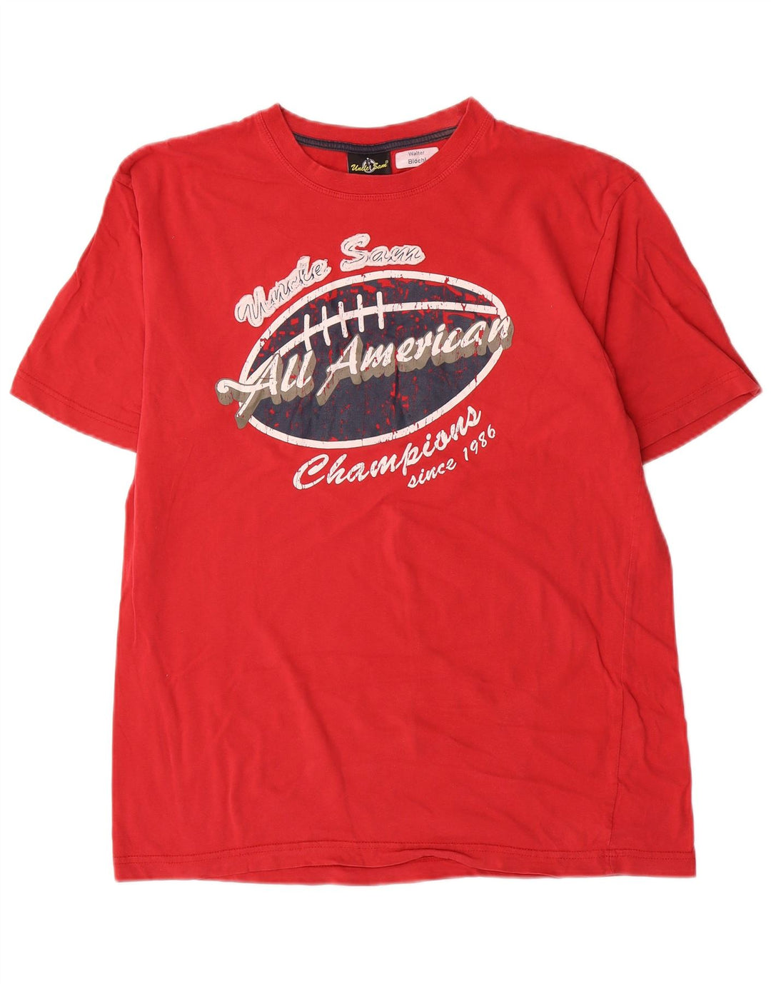 Camiseta gráfica masculina Tio Sam Top médio algodão vermelho