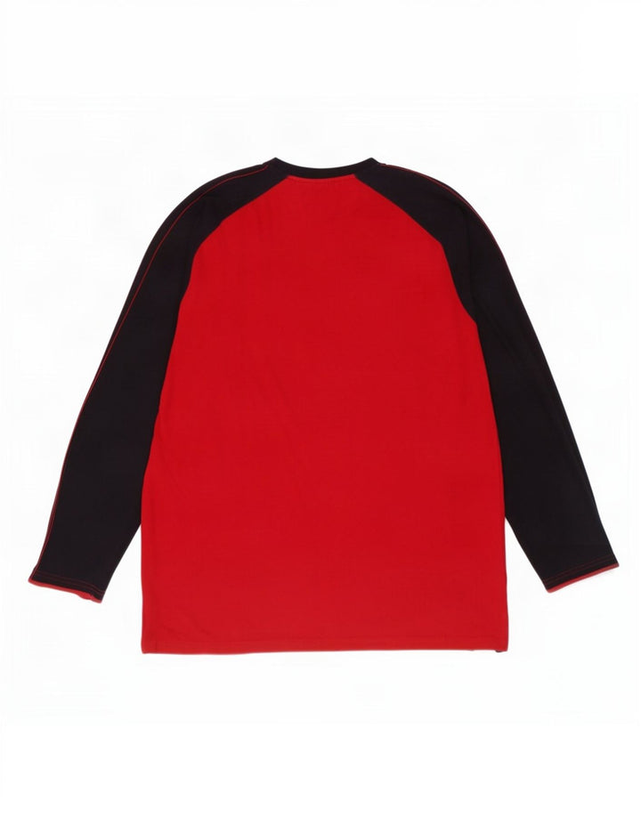 Lotto Mens Top Manga Longa XL Vermelho Colorblock Algodão