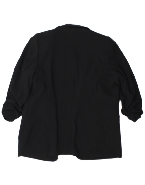 Jaqueta blazer feminina Marks & Spencer manga 3/4 aberta Reino Unido 18 XL preta