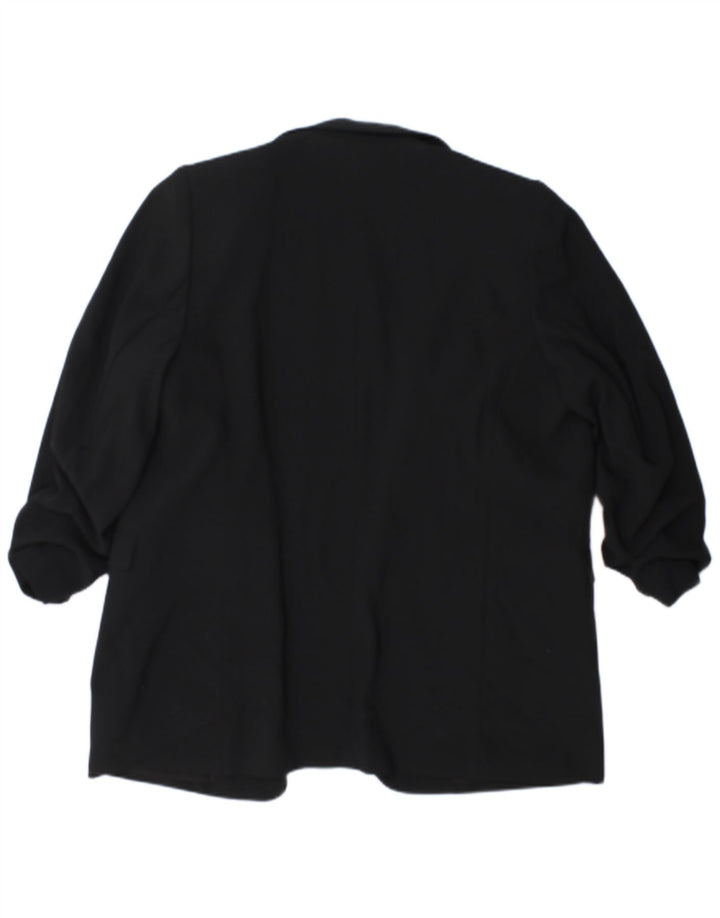 Jaqueta blazer feminina Marks & Spencer manga 3/4 aberta Reino Unido 18 XL preta