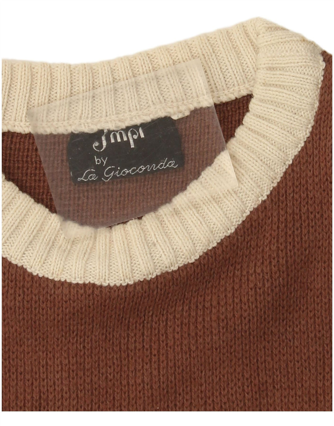 Suéter feminino vintage com gola canoa UK 12 médio multicolorido