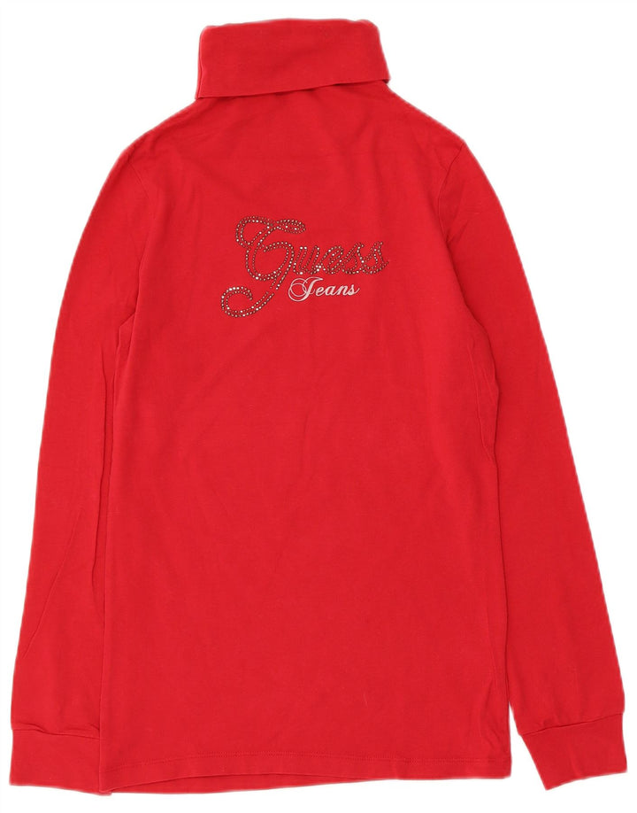 Top gráfico feminino Guess manga comprida Reino Unido 14 grande algodão vermelho