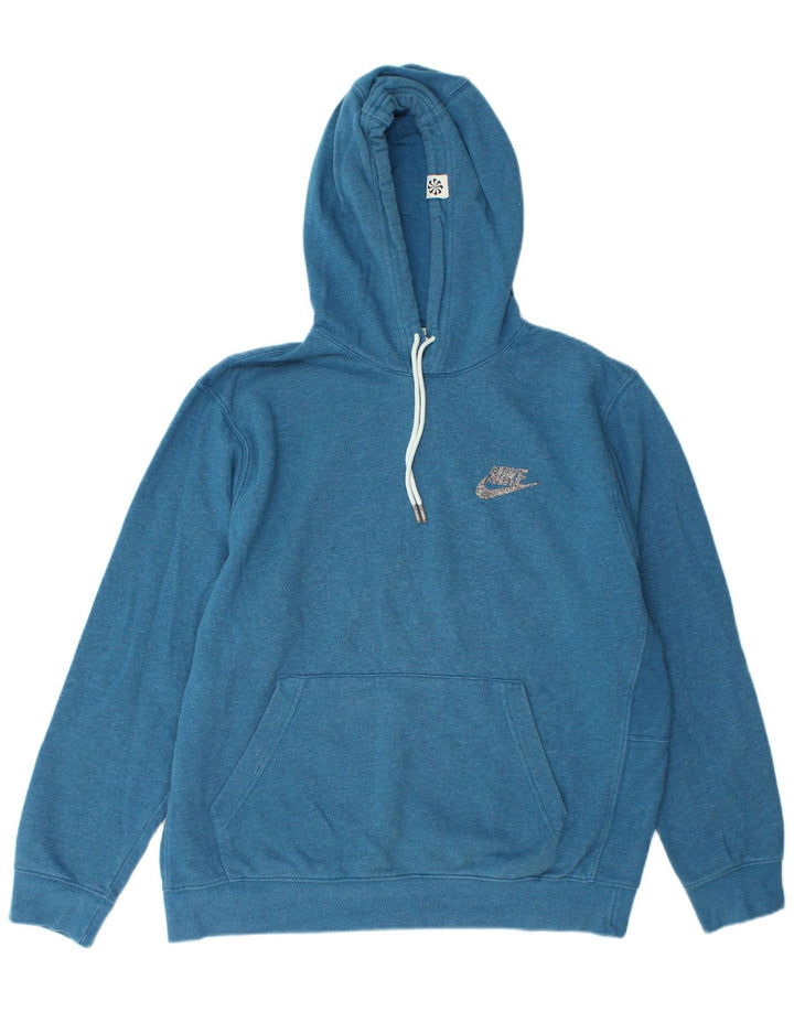 Nike Mens Hoodie Jumper Grande Algodão Azul