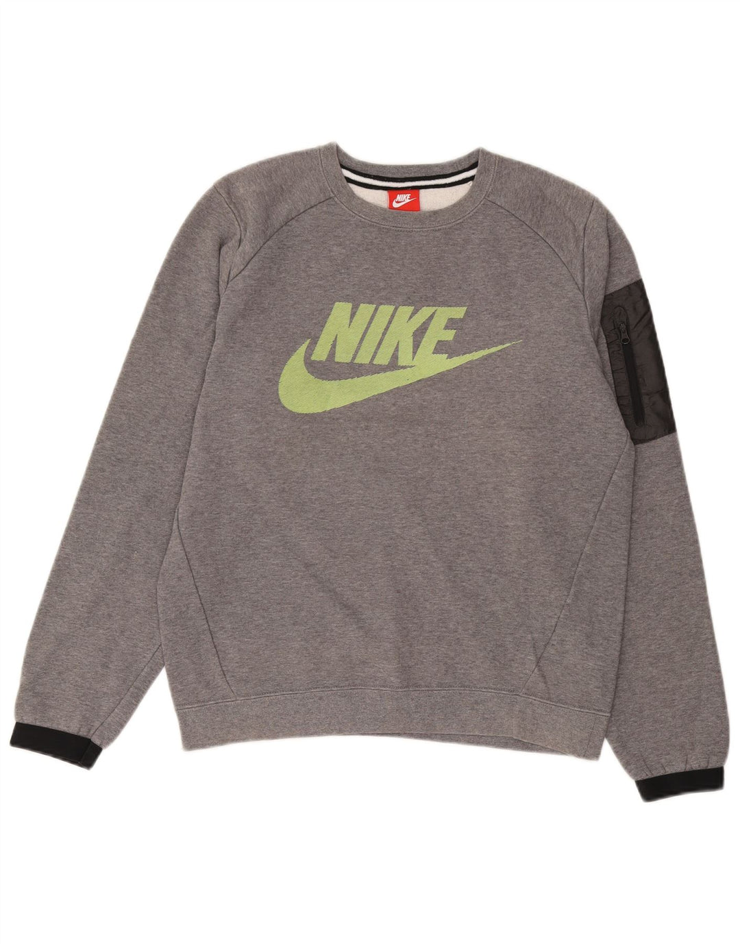 Moletom gráfico masculino NIKE Jumper pequeno cinza colorblock algodão