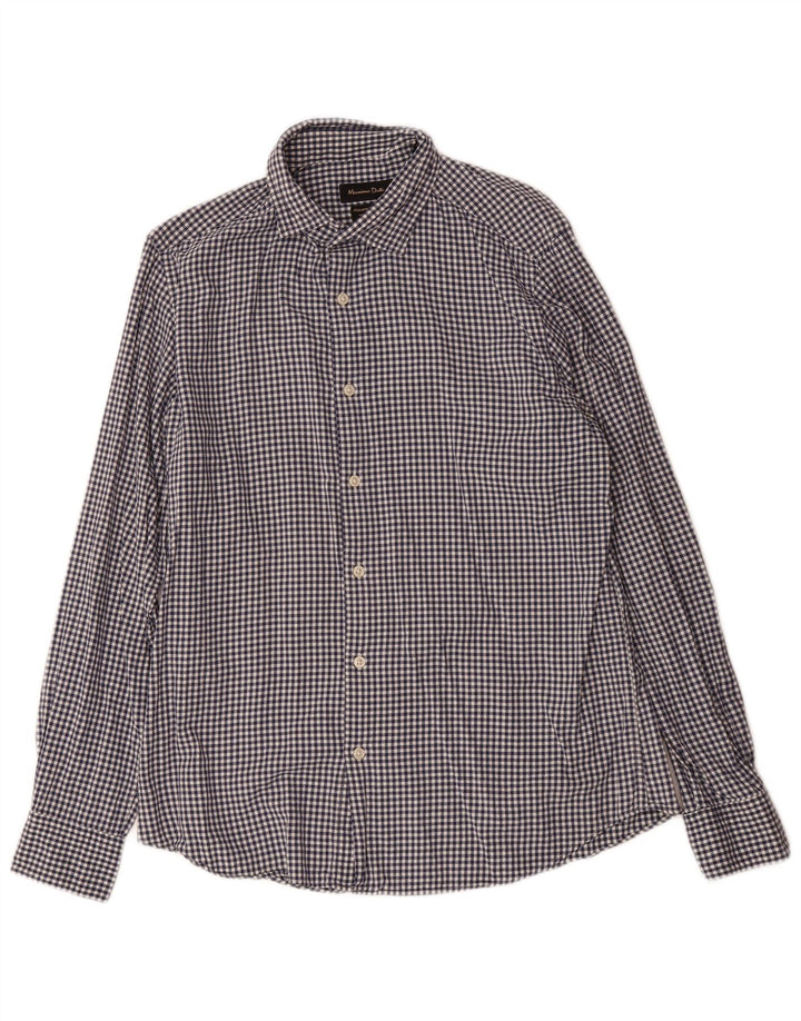 Camisa masculina MASSIMO DUTTI grande azul marinho guingão