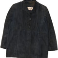 PELLICCERIA Womens Suede Jacket UK 14 Medium Navy Blue