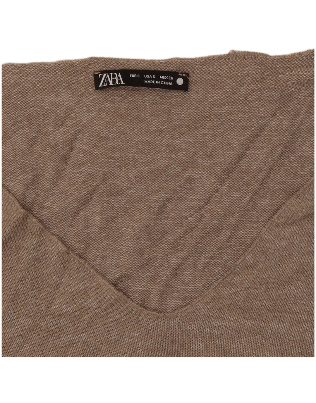 Suéter feminino ZARA com decote em V Reino Unido 10 pequeno cinza