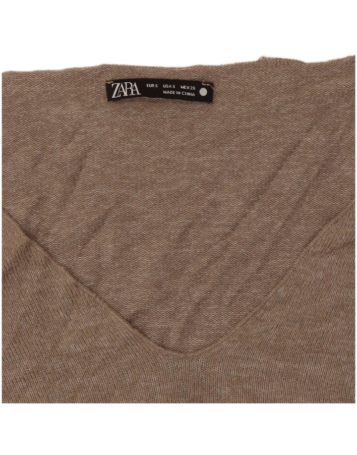 Suéter feminino ZARA com decote em V Reino Unido 10 pequeno cinza