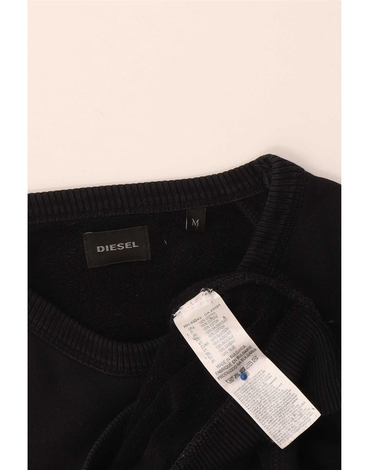 Diesel masculino gráfico moletom jumper médio algodão preto