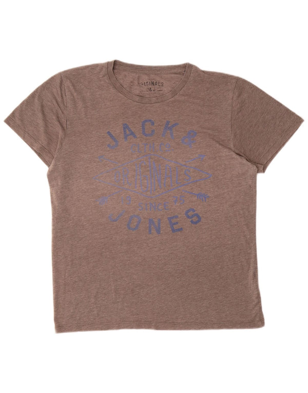 Camiseta gráfica masculina Jack & Jones grande poliéster manchado cinza