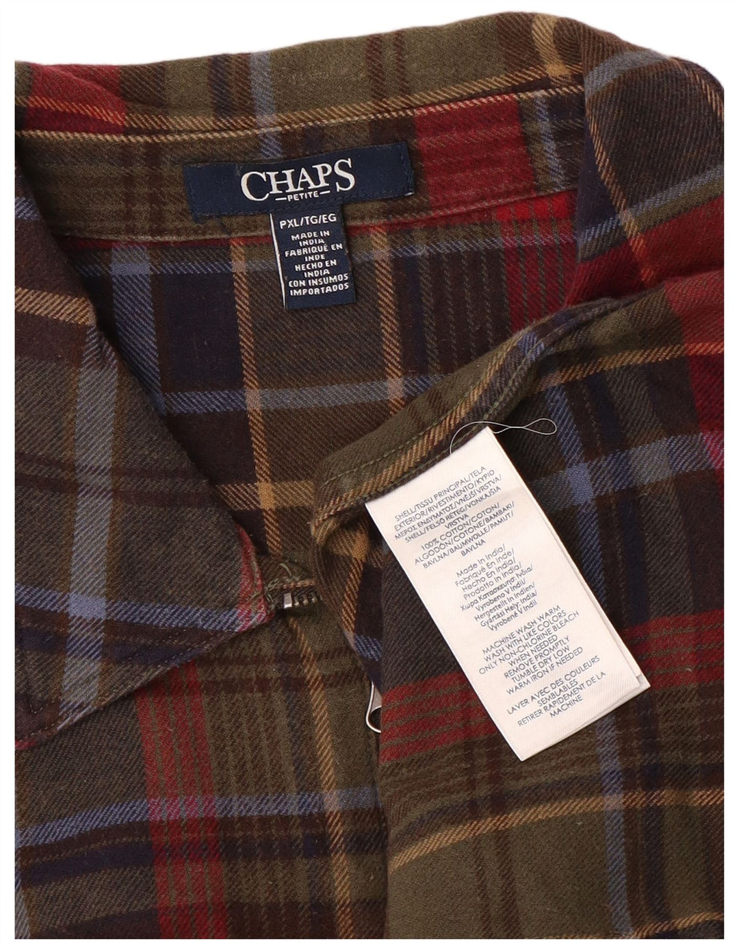 Camisa feminina de flanela CHAPS UK 18 XL algodão xadrez multicolorido