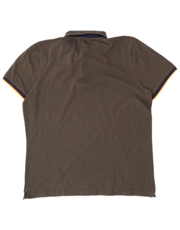 Camisa polo masculina K-Way XL cáqui colorblock