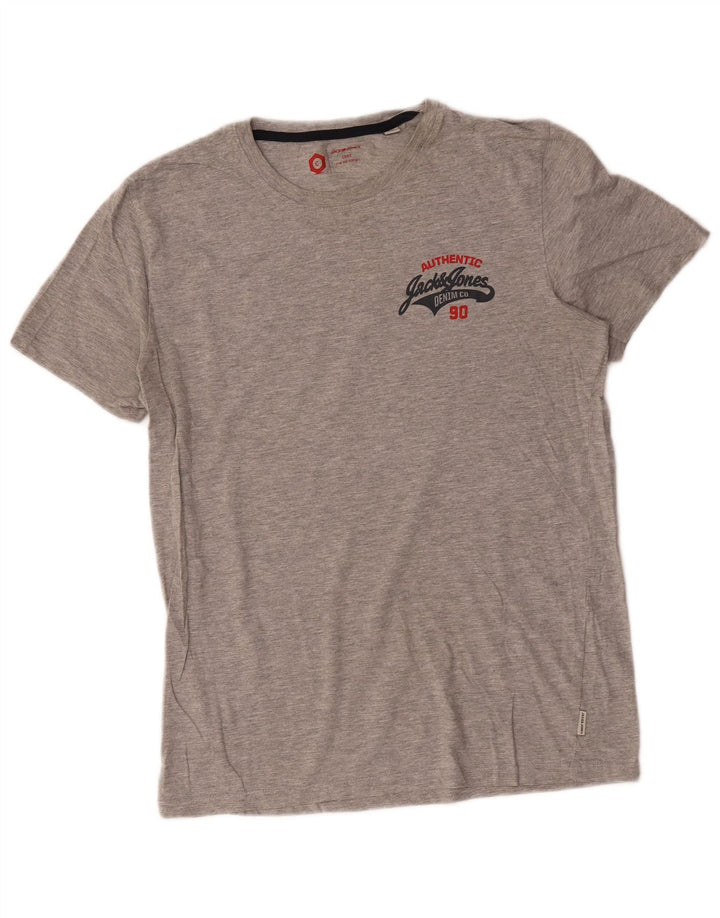 Camiseta masculina Jack & Jones Top cinza médio algodão