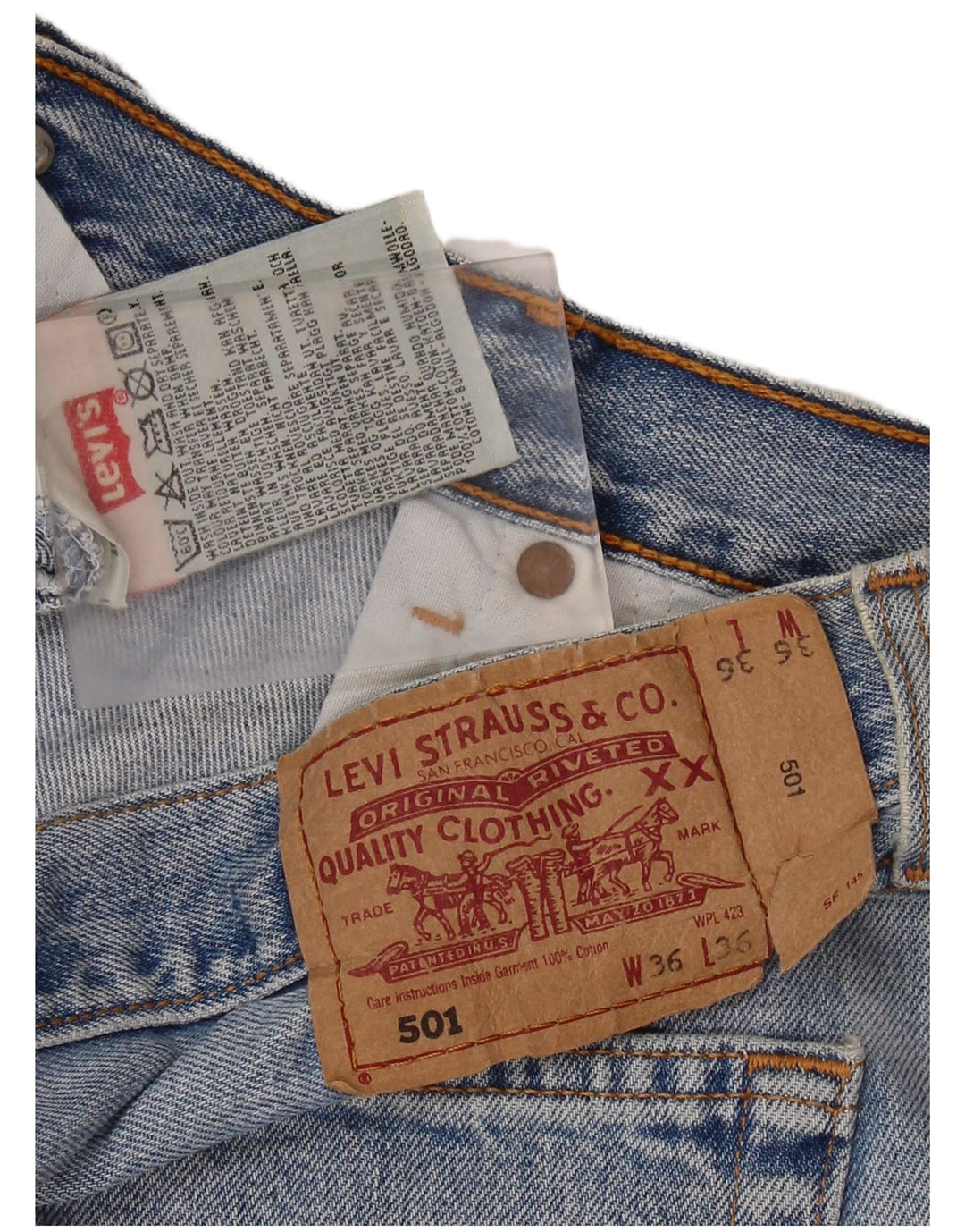LEVI'S Mens 501 Shorts Jeans W36 Grande Algodão Azul