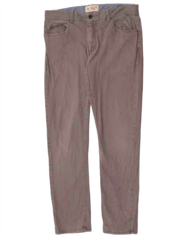 Calça casual slim masculina Penguin W33 L32 cinza