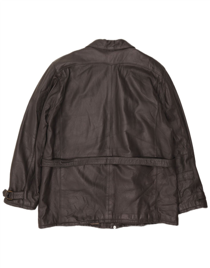 Jaqueta de couro masculina Michel IT 58 4XL couro cinza