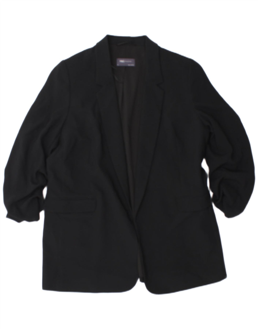 Jaqueta blazer feminina Marks & Spencer manga 3/4 aberta Reino Unido 18 XL preta