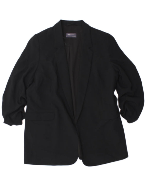 Jaqueta blazer feminina Marks & Spencer manga 3/4 aberta Reino Unido 18 XL preta