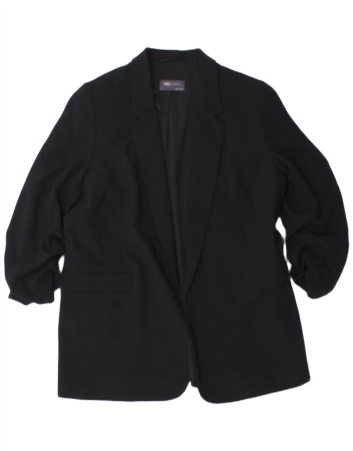 Jaqueta blazer feminina Marks & Spencer manga 3/4 aberta Reino Unido 18 XL preta
