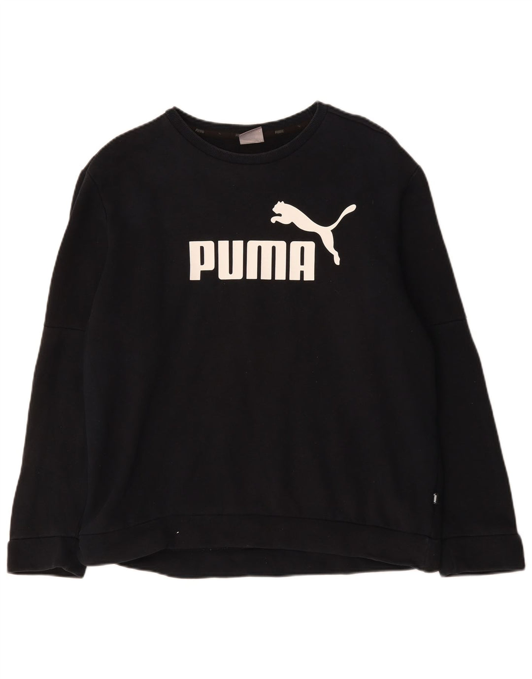 Puma Mens Graphic Moletom Jumper Grande Algodão Preto
