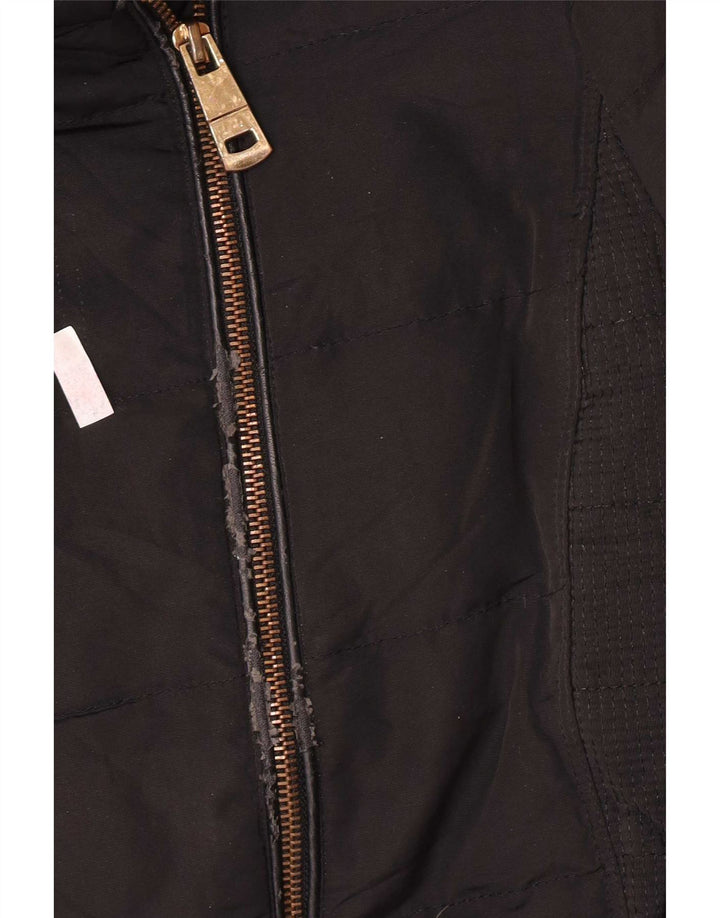 Jaqueta acolchoada feminina Zara UK 14 poliéster preto médio