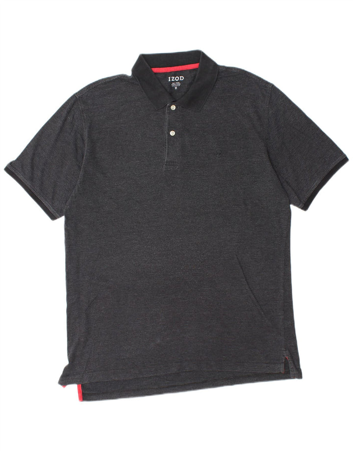 Camisa polo masculina IZOD de algodão preto médio