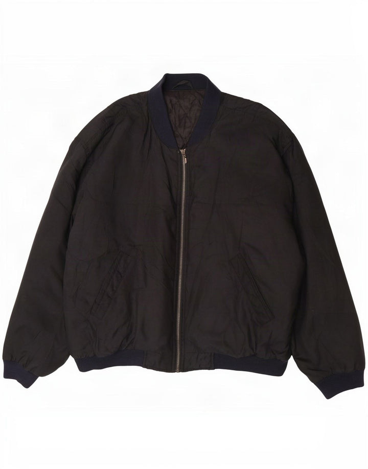 Jaqueta bomber Marks & Spencer masculina St. Michael Reino Unido 42 XL preto poliéster