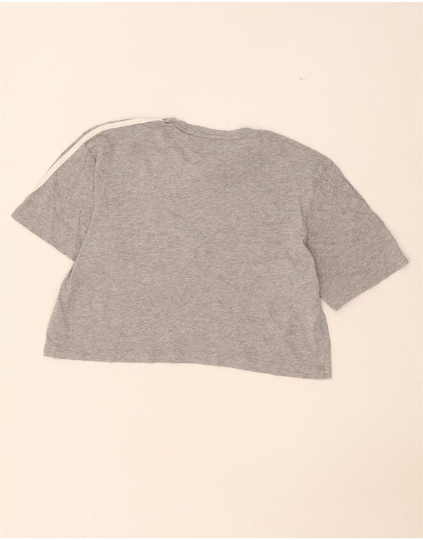 Adidas Womens Crop Oversized T-Shirt Top Reino Unido 8/10 Pequeno Algodão Cinza