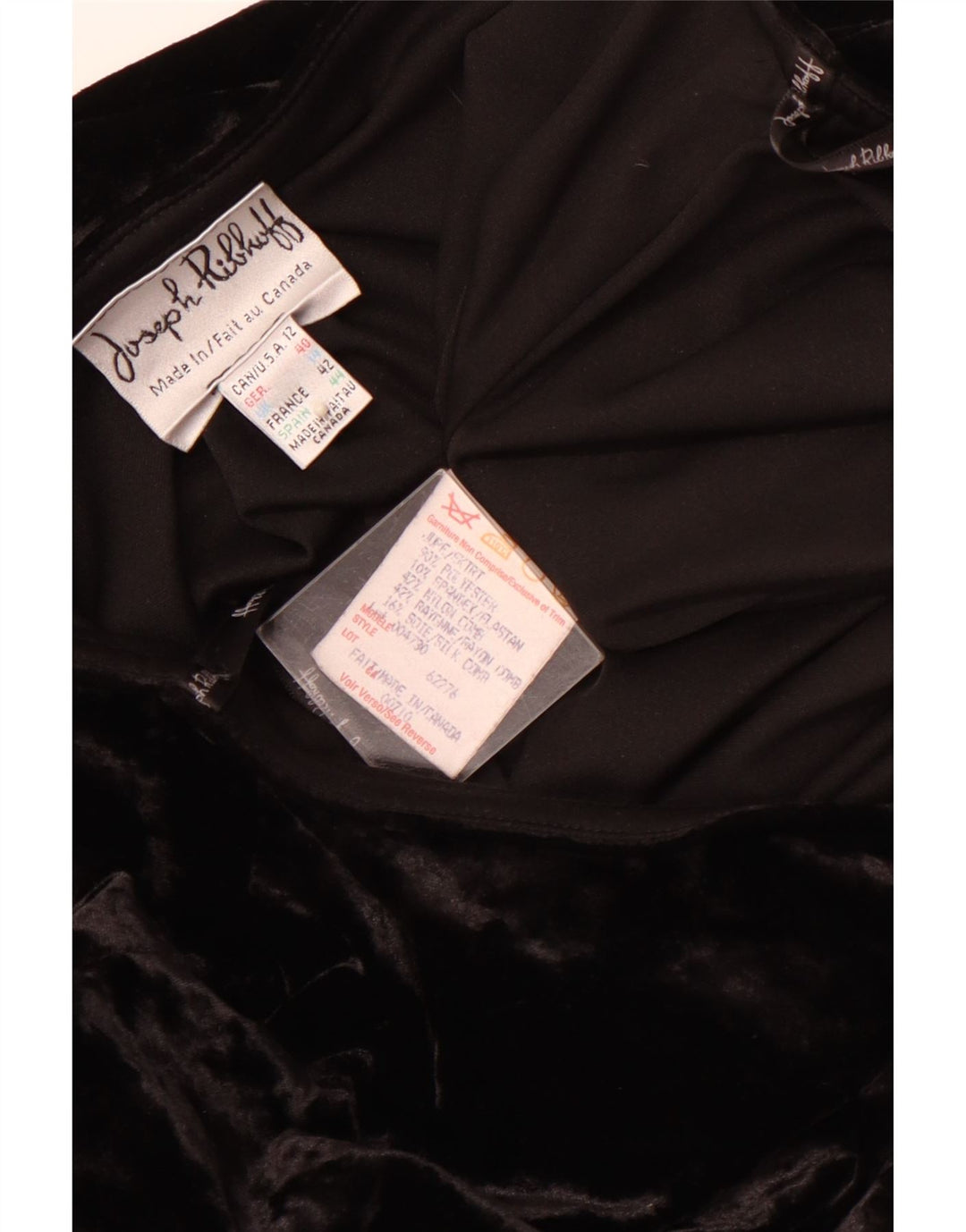 JOSEPH RIBKOFF Saia feminina de veludo trompete Reino Unido 14 grande W30 poliéster preto