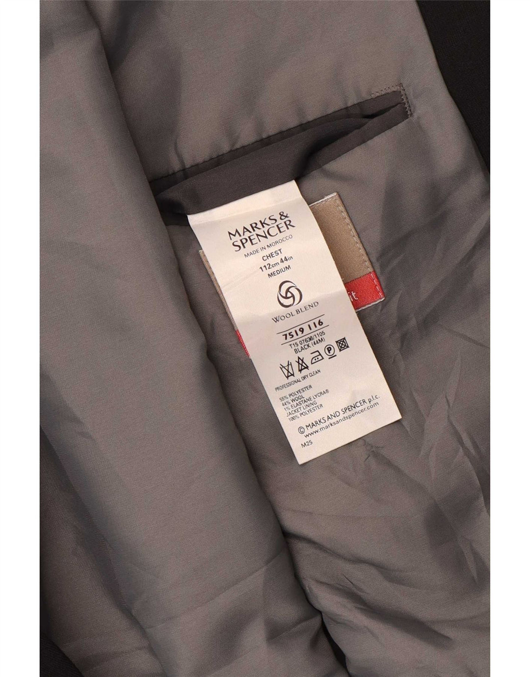 Jaqueta blazer masculina de 3 botões Marks & Spencer Reino Unido 44 XL preto poliéster
