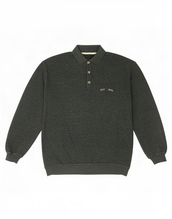 Suéter masculino vintage com gola polo e algodão verde XL