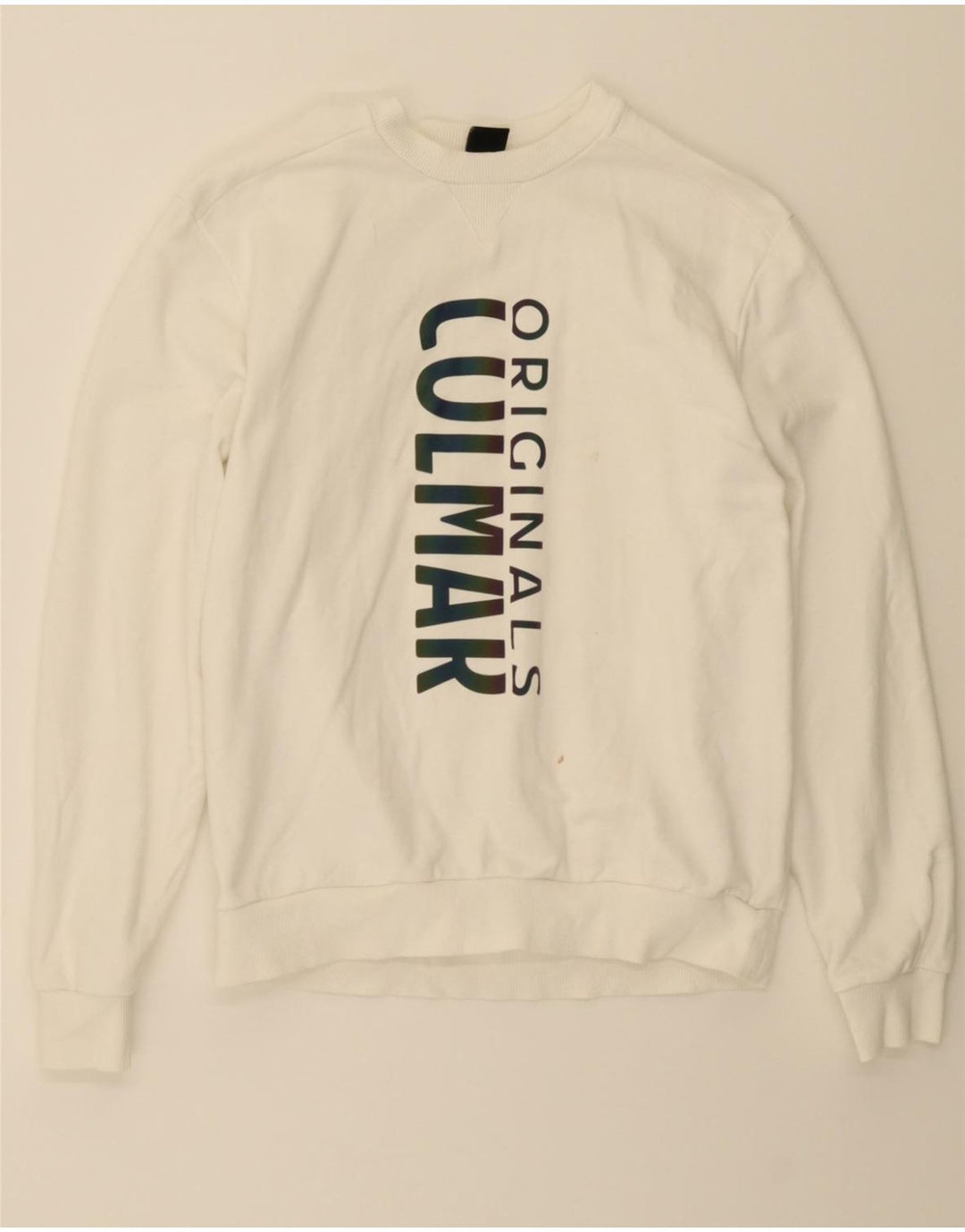 COLMAR Womens Graphic Sweatshirt Jumper UK 16 Large White Cotton Vintage Colmar and Second-Hand Colmar from Messina Hembry 