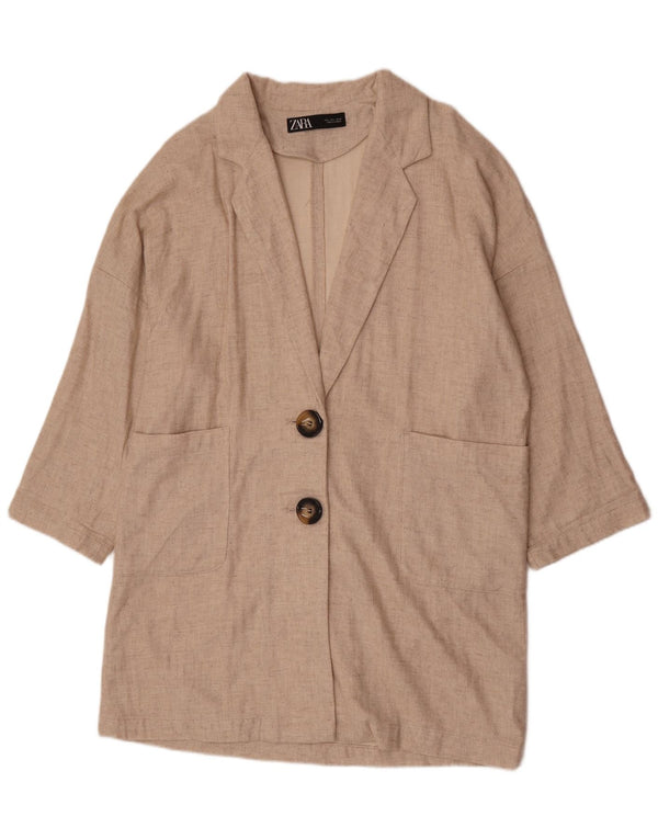 Sobretudo feminino Zara Oversized UK 16 grande bege viscose
