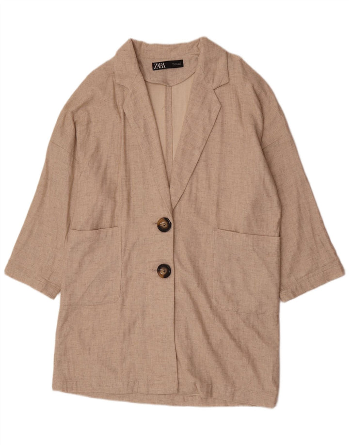Sobretudo feminino Zara Oversized UK 16 grande bege viscose