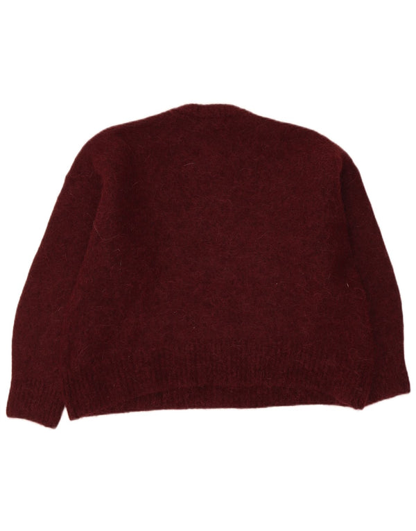 Suéter feminino Marks & Spencer com gola redonda Reino Unido 16 grande lã cor de vinho