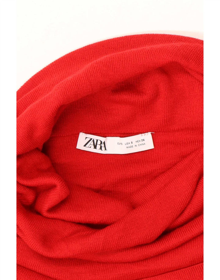 Zara Suéter feminino com gola redonda e gola redonda, Reino Unido 8 pequeno vermelho