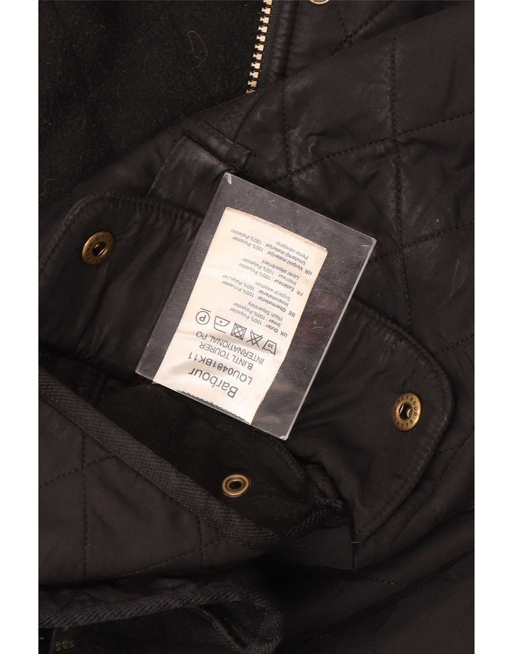 Jaqueta acolchoada feminina Barbour UK 14 grande poliéster preto