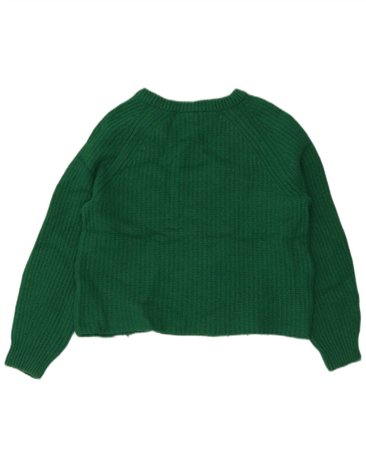 Suéter feminino BARBOUR com gola canoa e gola redonda Reino Unido 12 lã verde médio