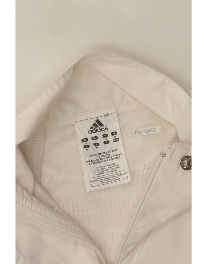 Adidas Womens Tracksuit Top Jacket UK 12 Médio Branco Poliéster