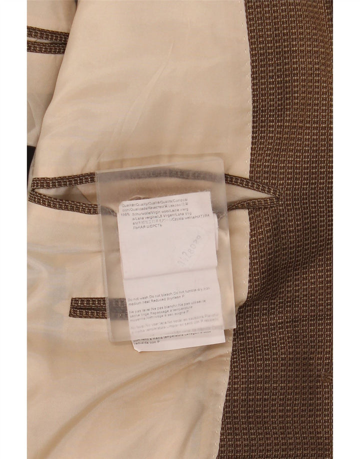 Jaqueta blazer masculina de 2 botões Hugo Boss US 42 XL marrom xadrez lã virgem