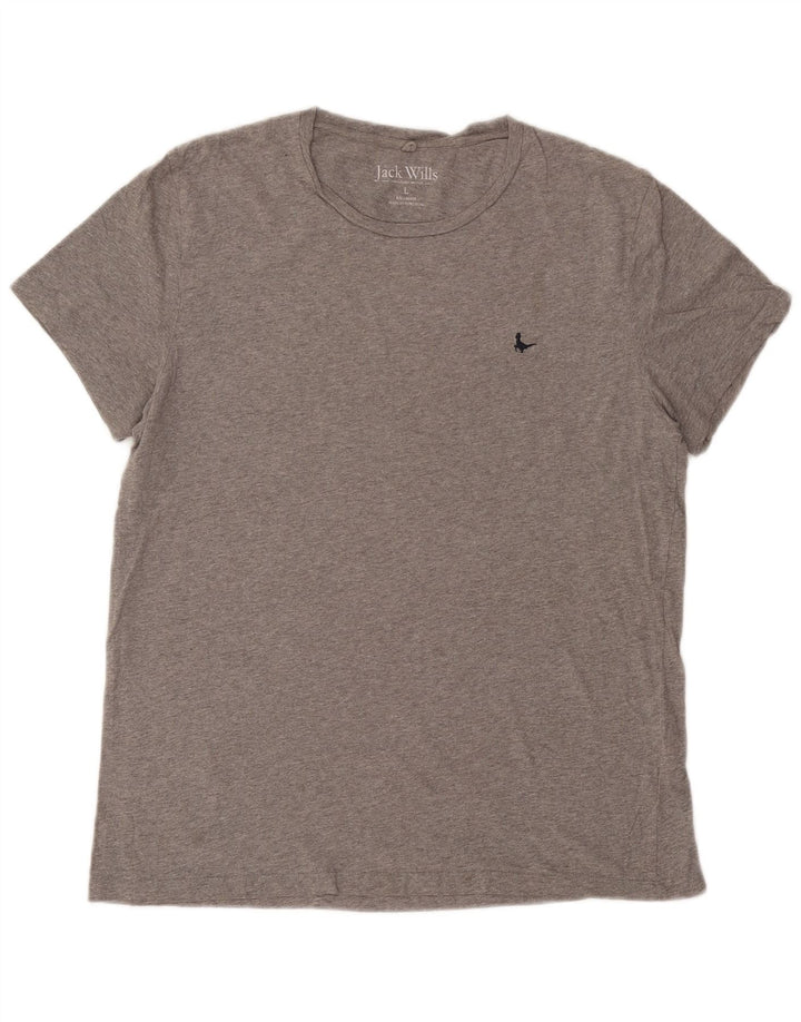 Camiseta masculina Jack Wills grande algodão manchado cinza