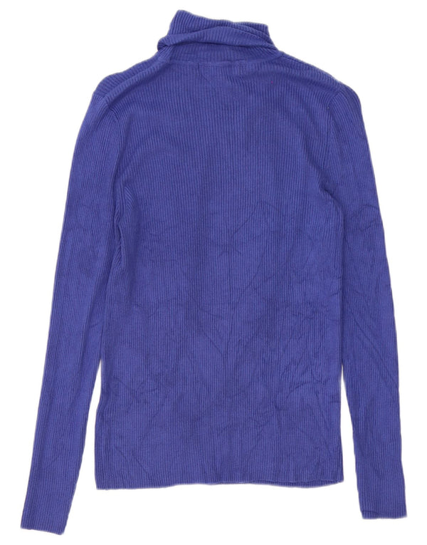 Blusa feminina Marks & Spencer com gola redonda e viscose azul médio Reino Unido 12