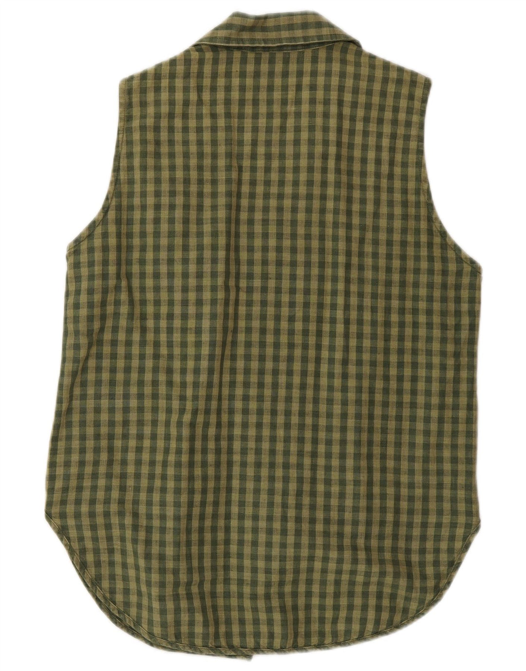 Blusa feminina sem mangas Timberland US 6 médio cáqui gingham linho