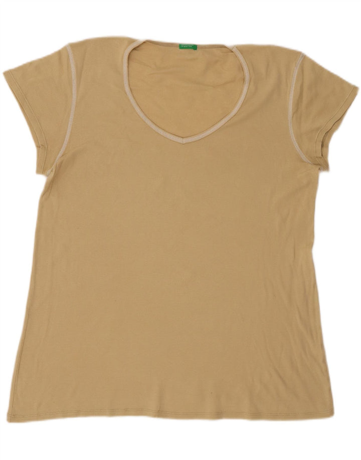Camiseta feminina Benetton UK 16 grande bege